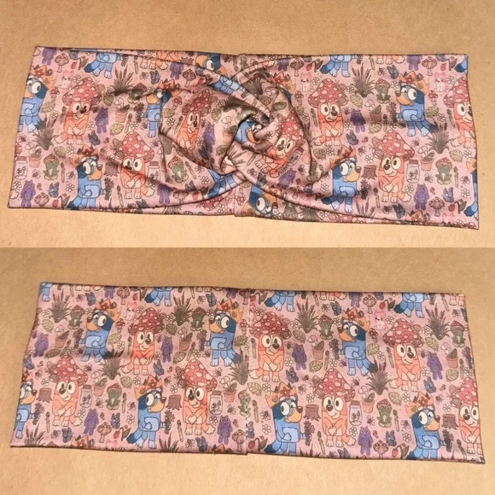 Cottagecore Bluey Mushrooms twist front headband new